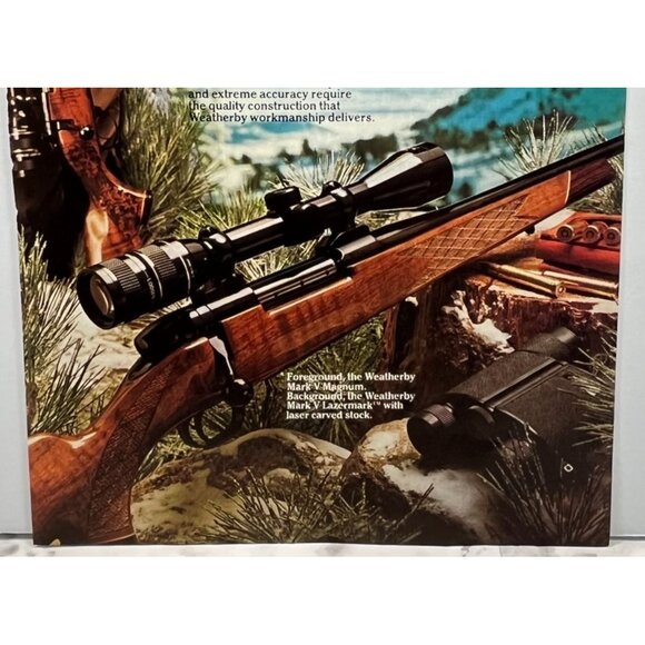 Weatherby Mark V Rifles Print Ad Vintage 1982 Magnum Lazermark Hunting - Picture 5 of 6